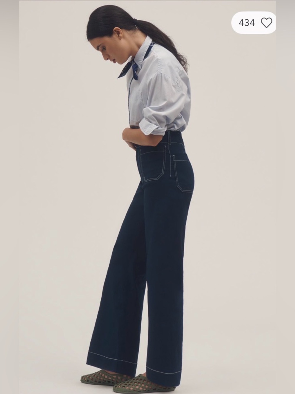 💜Maeve The Colette Contrast-Stitch Wide-Leg Pants | Size 33 - Picture 7 of 11